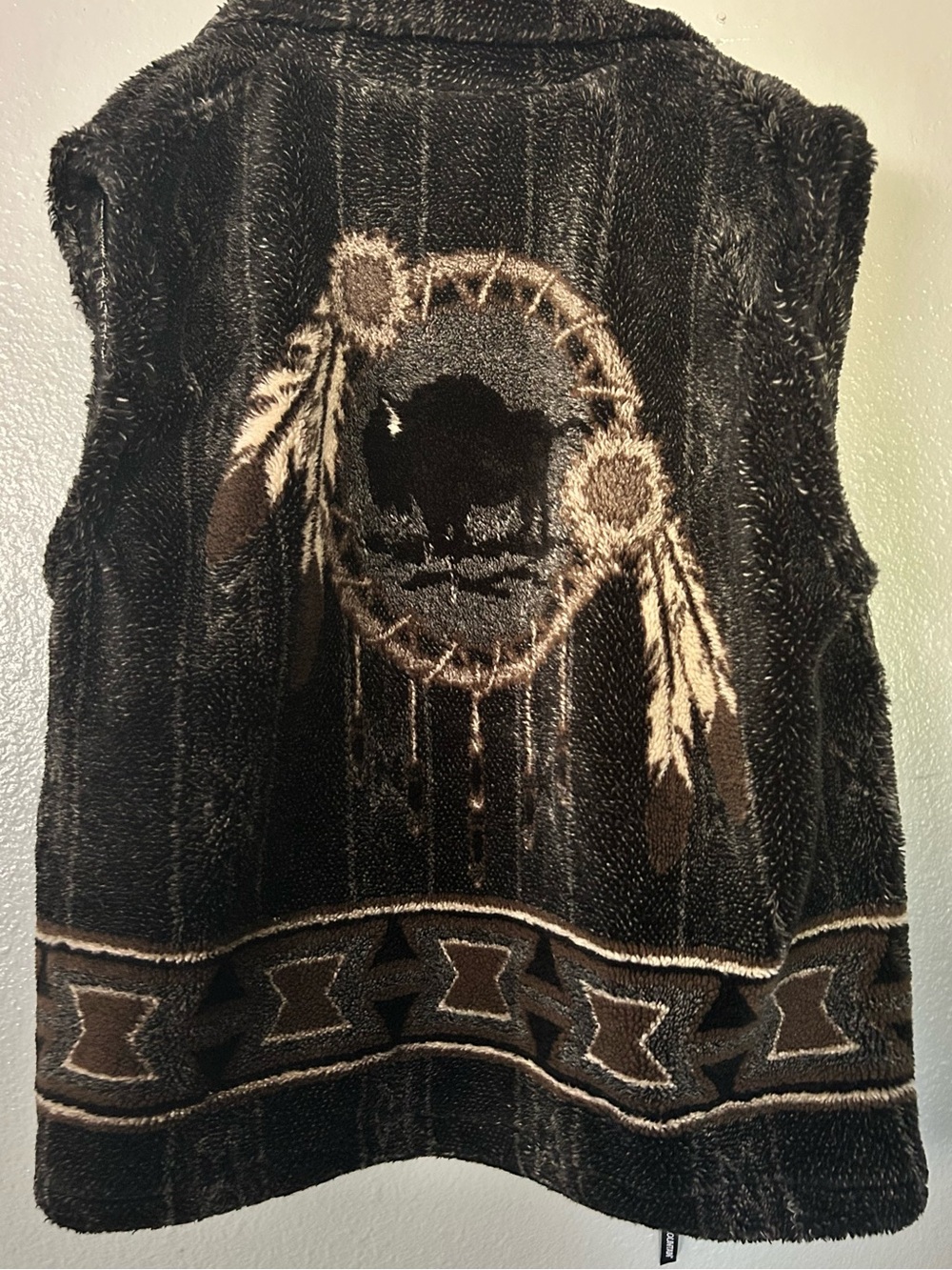 Vintage 90s Black Mountain Buffalo Dreamcatcher Fleece Vest XL